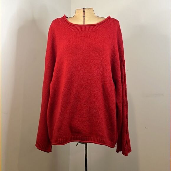 NWT Boutique Plus Red Sweater with Open Weave Down Sleeves - Size 2X - Picture 1 of 11